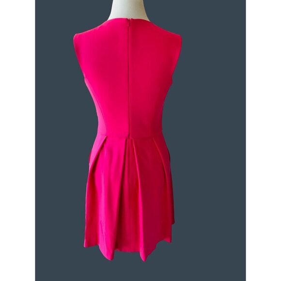 TRINA TURK LADIES SLEEVELESS PINK KEHOLE LINED POCKETS PLEATED SKIRT DRESS EUC 4 - Picture 5 of 6